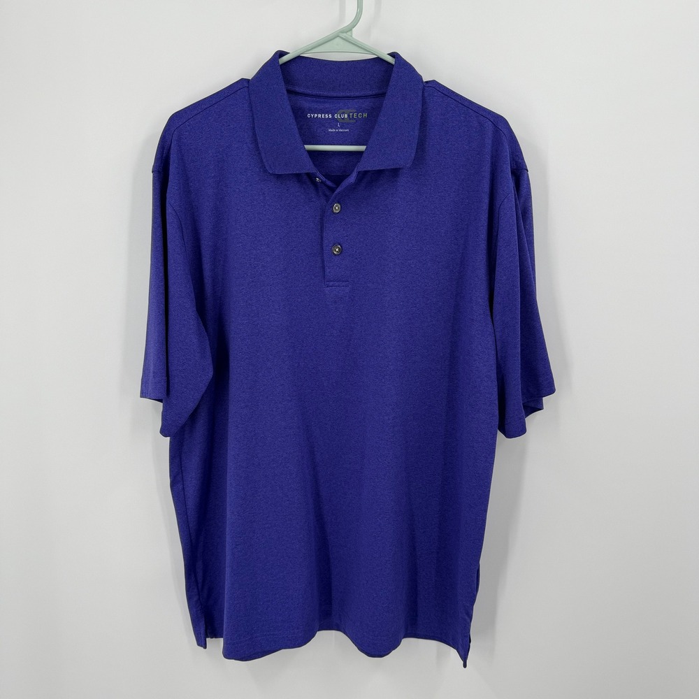 Cypress Club‎ Tech Mens Purple Golf Polo Shirt Size L Short Sleeve Polyester